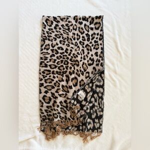 H&M Leopard Print Scarf - Black and Brown